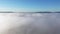 Windpower turbines in the fog in County Donegal - Ireland