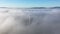 Windpower turbines in the fog in County Donegal - Ireland