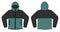 Windproof hooded jacket  parka vector illustration / black & green