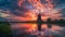 Winds of Twilight: Dutch Windmill Silhouette