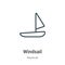 Windsail outline vector icon. Thin line black windsail icon, flat vector simple element illustration from editable nautical