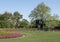 Windsculptures and flower beds, Dallas Arboretum and Botanical Garden