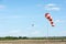 Windsock against cloudy sky.