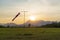 Windsock pole on the small airfield in the mountains