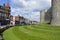 Windsor Castle Towers and grass area overlooking the High Street