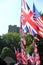 Windsor, Uk, 5/19/2018 : British and American flags outside Windsor castle for wedding of Meghan Markle and Prince Harry