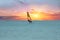 Windsurfer at Aruba island on the Caribbean Sea at a beautiful s