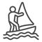 Windsurfer line icon, waterpark concept, windsurfing sign on white background, windsurfer silhouette icon in outline