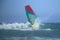 Windsurfer riding the waves of the Atlantic ocean