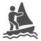 Windsurfer solid icon, waterpark concept, windsurfing sign on white background, windsurfer silhouette icon in glyph