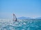 Windsurfer sufing in a beach of Kos. South Aegean, Greece.