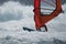 Windsurfer surfing the wind on waves