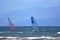 Windsurfers at Barassie Beach, Troon in Scotland