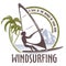 Windsurfing emblem on a white background