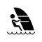 Windsurfing icon, vector illustration, black sign on isolated background