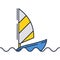Windsurfing icon vector sail boat floating on wave