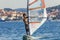 Windsurfing between Peljesac and Korcula, Adriatic Sea