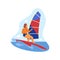 Windsurfing or sailboarding, vector icon or banner