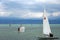 Windsurfing and sailing on Lake Geneva, Switzerland