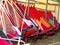 Windsurfing sails storage on beach