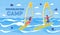 Windsurfing Summer Camp Vector Banner Template
