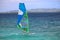 Windsurfing in the turquoise Caribbean water in the bay of Fort-de-France