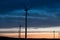 Windturbines at sunset