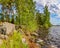 Windy day on lake Vuoksa in the Leningrad region. Priozersky di