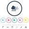 Windy and downpour weather flat color icons in round outlines