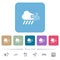 Windy and downpour weather flat icons on color rounded square backgrounds