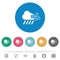 Windy and downpour weather flat round icons