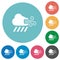 Windy and downpour weather flat round icons