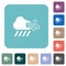 Windy and downpour weather rounded square flat icons