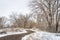 windy trail in fall or winter scenery