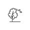 Windy tree and leaves outline icon