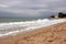 Windy weather on beach