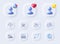 Windy weather, Card and Balcony line icons. For web app, printing. Vector