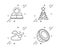 Windy weather, Sun energy and Christmas tree icons set. Coconut sign. Cloud wind, Solar panels, Spruce. Vector