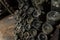 Wine aging bottles covered in dust and mold