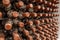 Wine aging process. Wine bottles aging, covered in dust and mold, in a traditional winery