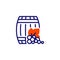 Wine barrel and bunch of grape line icon