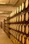 Wine barrels in an aging cellar