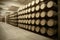 Wine barrels in an aging cellar