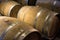 Wine barrels in the cellar