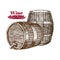 Wine Barrels Hand Draw Sketch. Vector