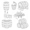 Wine barrels set, vector illustration