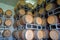 Wine barrels at Tulip Winery, Kfar Tikva, Israel