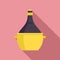 Wine basket bottle icon, flat style