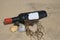 Wine bottle on beach