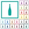 Wine bottle flat color icons with quadrant frames